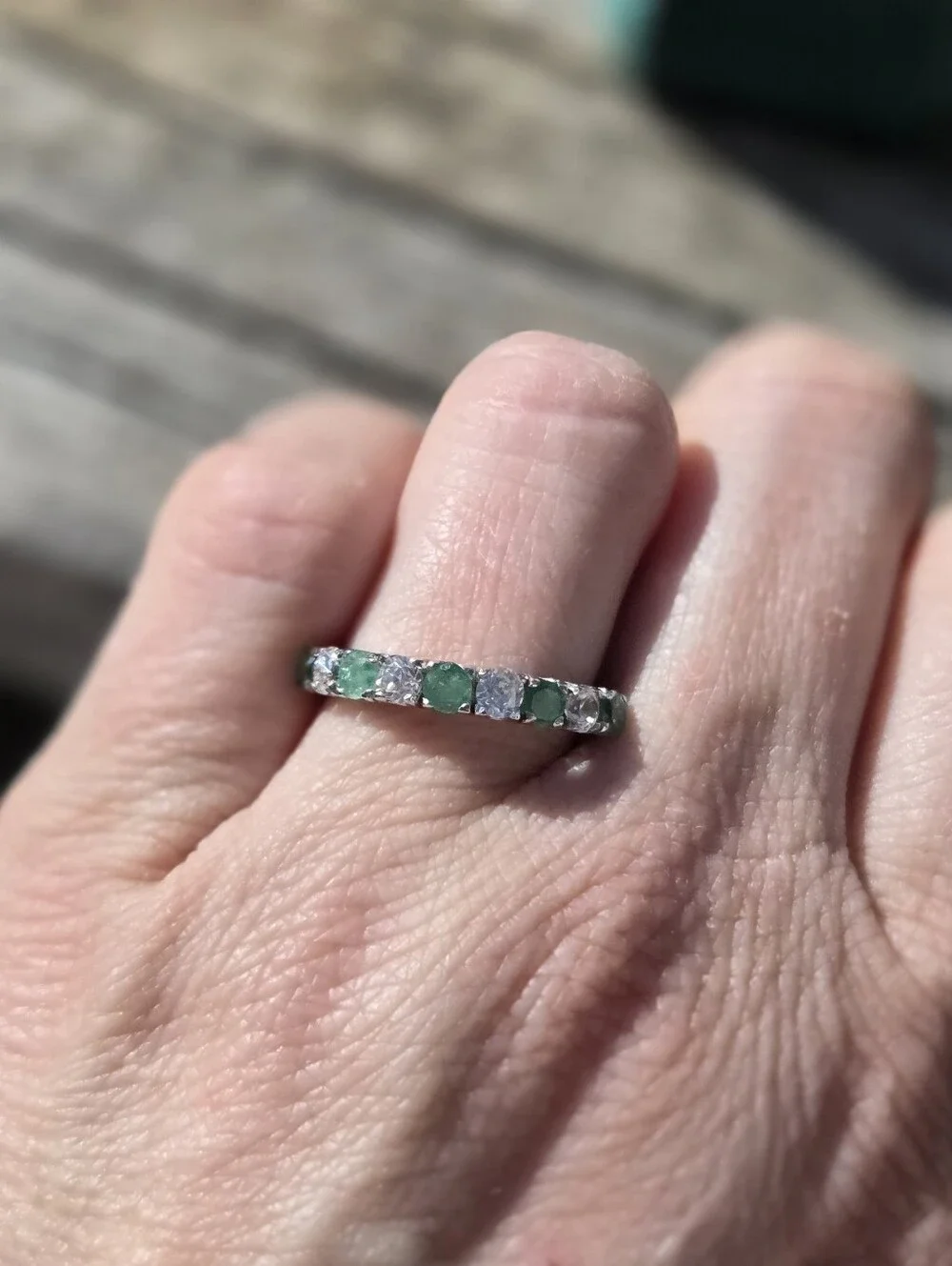 Sterling Silver Emerald Stack Ring
